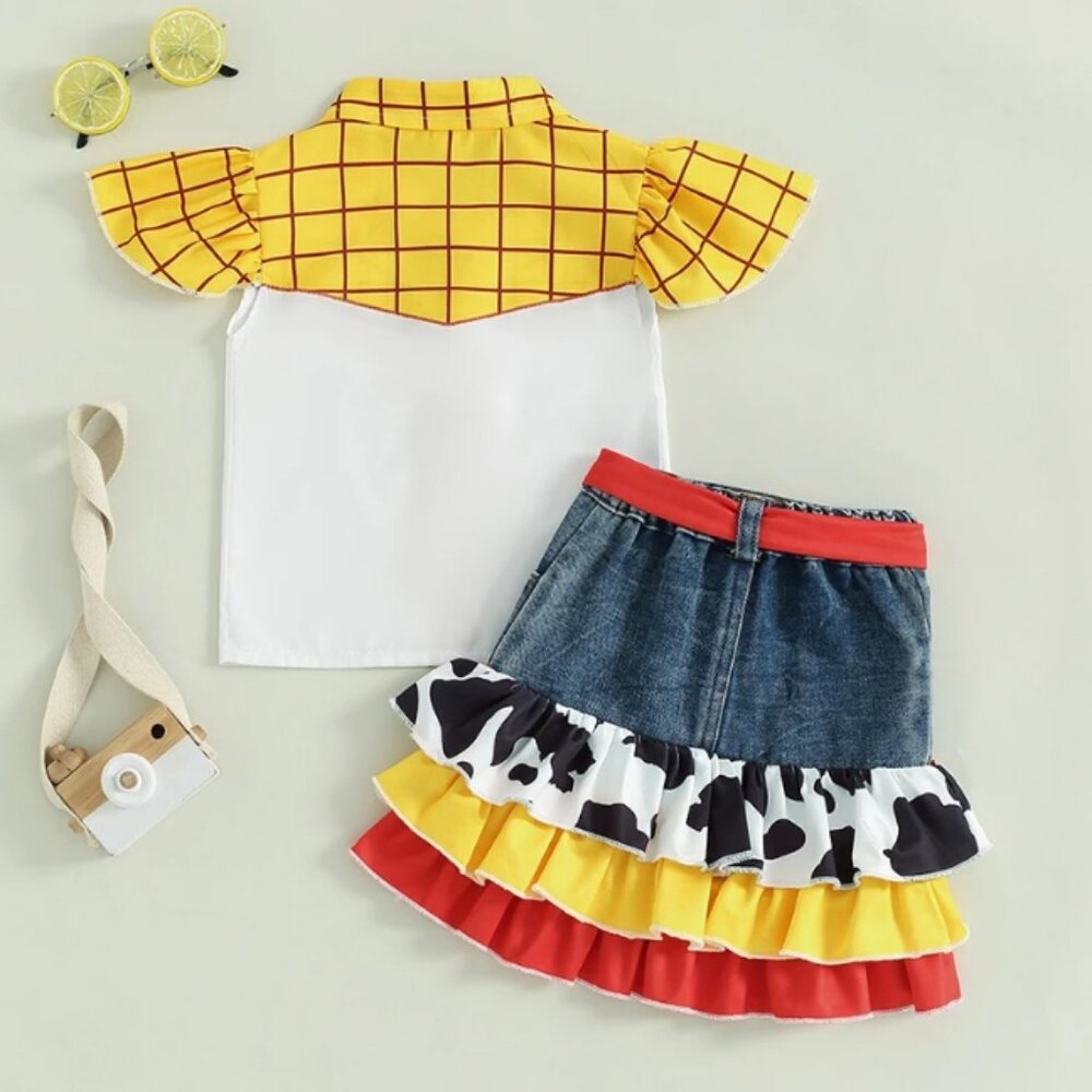 Toddler Jessie Cowgirl Costume Set with Denim Ruffle Skirt - Picture 7 of 8